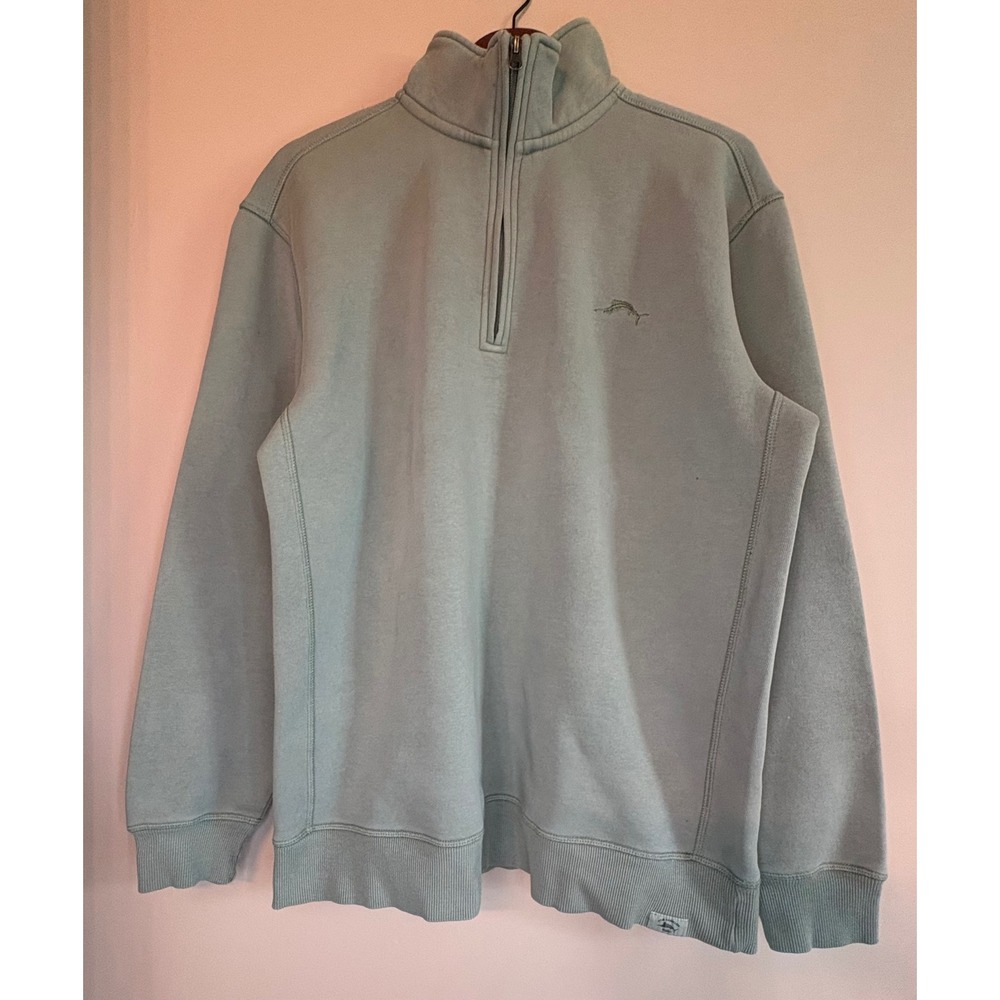 Joe Marlin Mens Medium Sage‎ Green Quarter Zip Pullover Sweatshirt